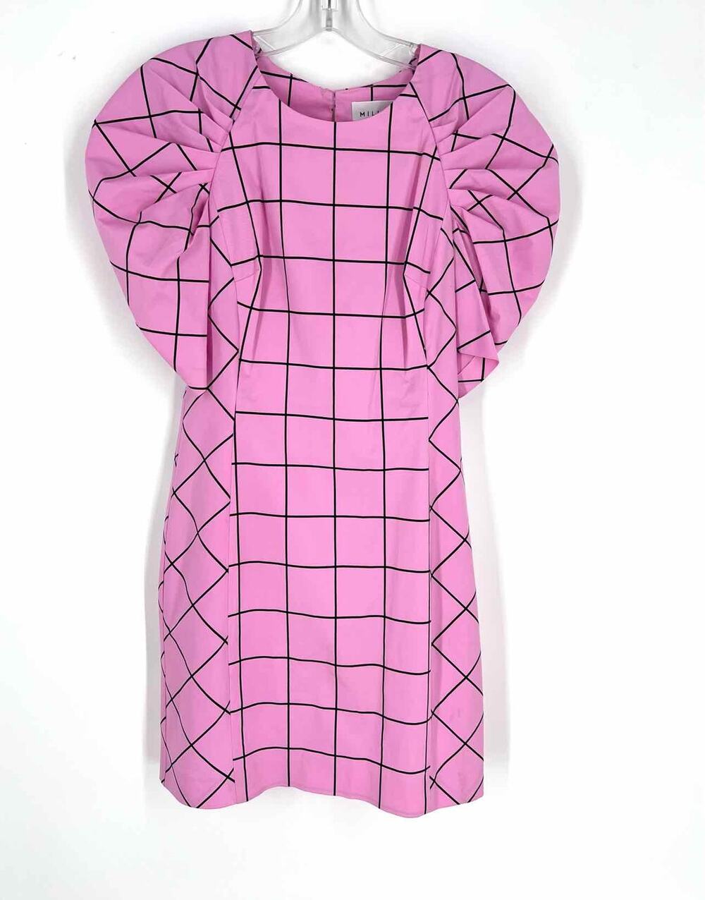 Milly Size 2 Pink Grid Pintucked Designer Dress